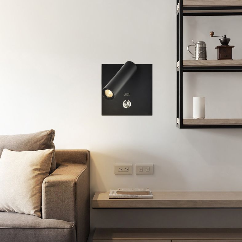 Lampe à applique à LED de base en métal carré 4.3 "H MINI MINI MINI MINI MONTRE LECTURE POUR LA CHAMBRE