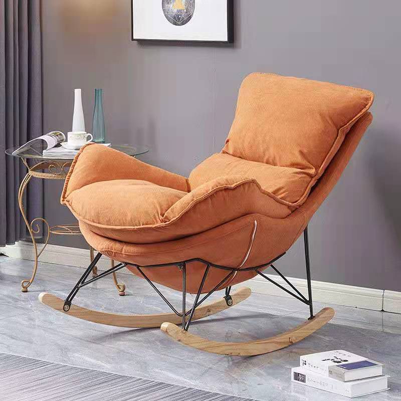 Modern Solid Color Rocking Chair Water Resistant Faux Leather with Cushions