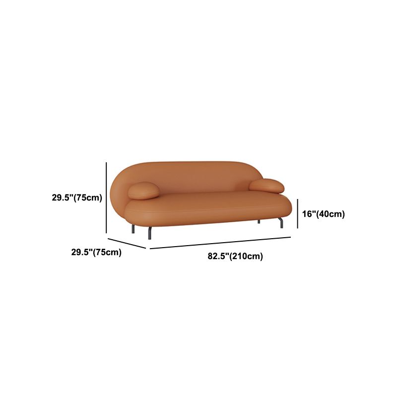 Pillow Top Arm Sofa Modern Faux Leather Sofa with Tight Back in Orange