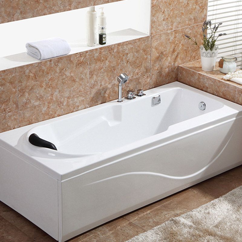 Modern White Acrylic Bathtub Rectangle Freestand Soaking Bathtub with Drain Bath Tub