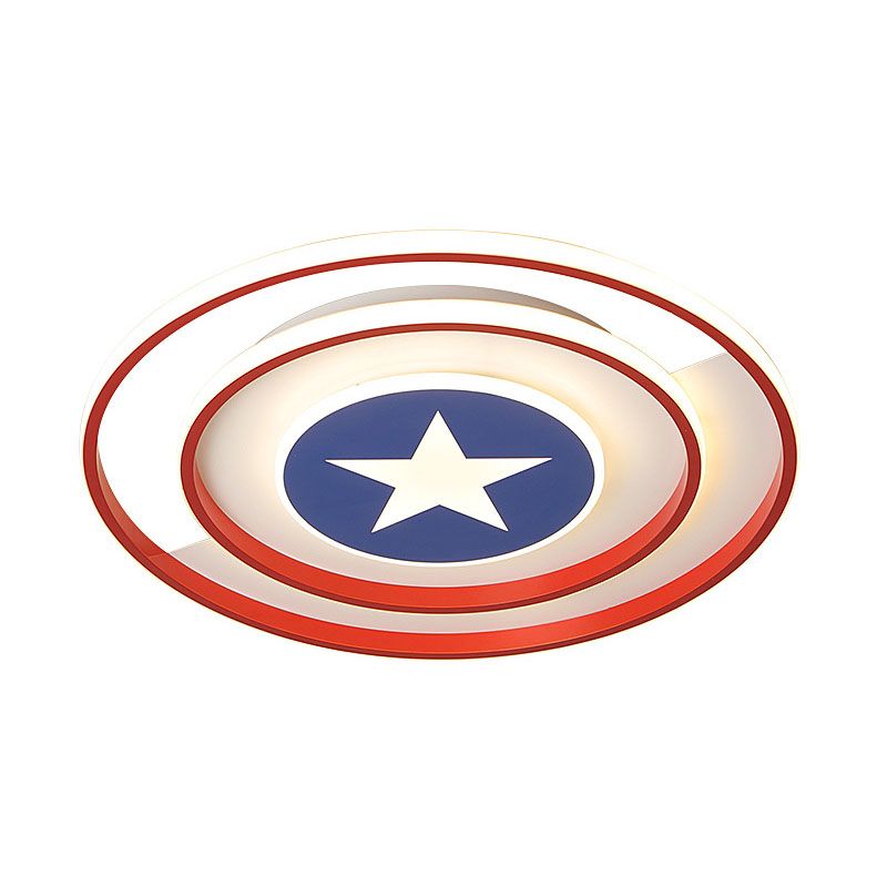 16"/19.5" W LED Boys Bedroom Flushmount Kids Red and Blue Ceiling Flush Mount Light with Circular Acrylic Shade