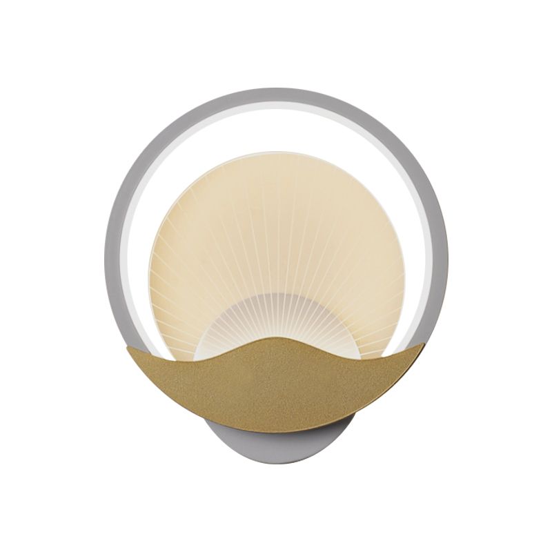 Ring Bed SCONCE METALLISCHE LED Modern wandlamp met een paneelacrylschaduw in zwart-goud/wit-goud, wit/warm licht