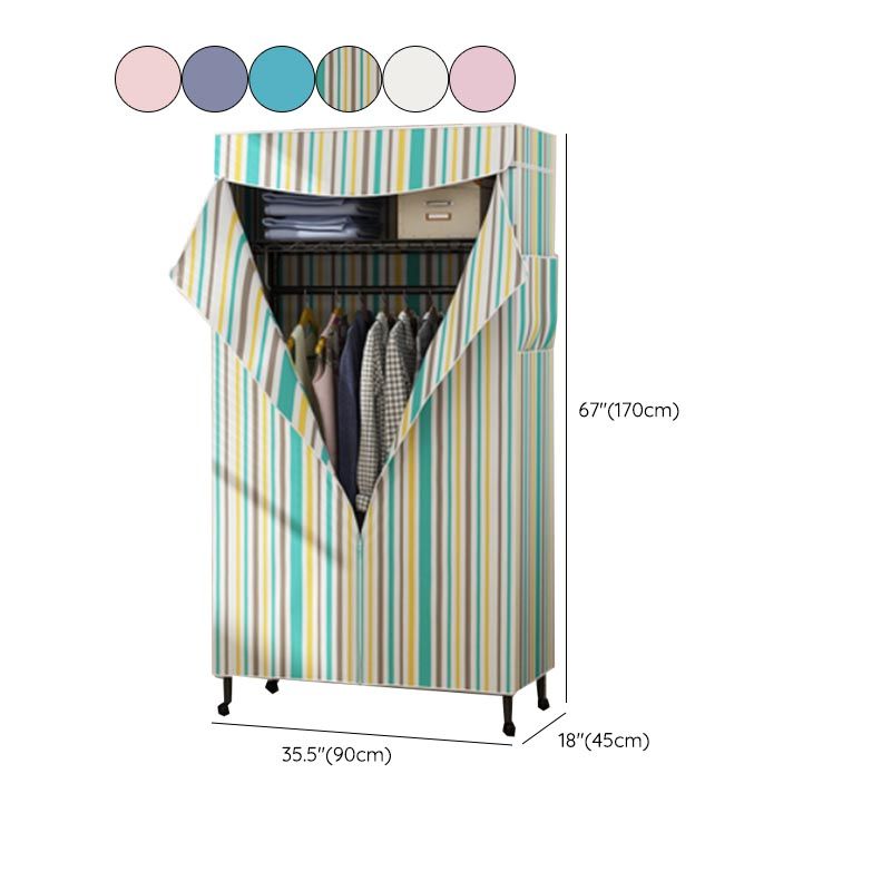 Contemporary Style Steel Wardrobe Adjustable Shelves Wardrobe Closet with Legs