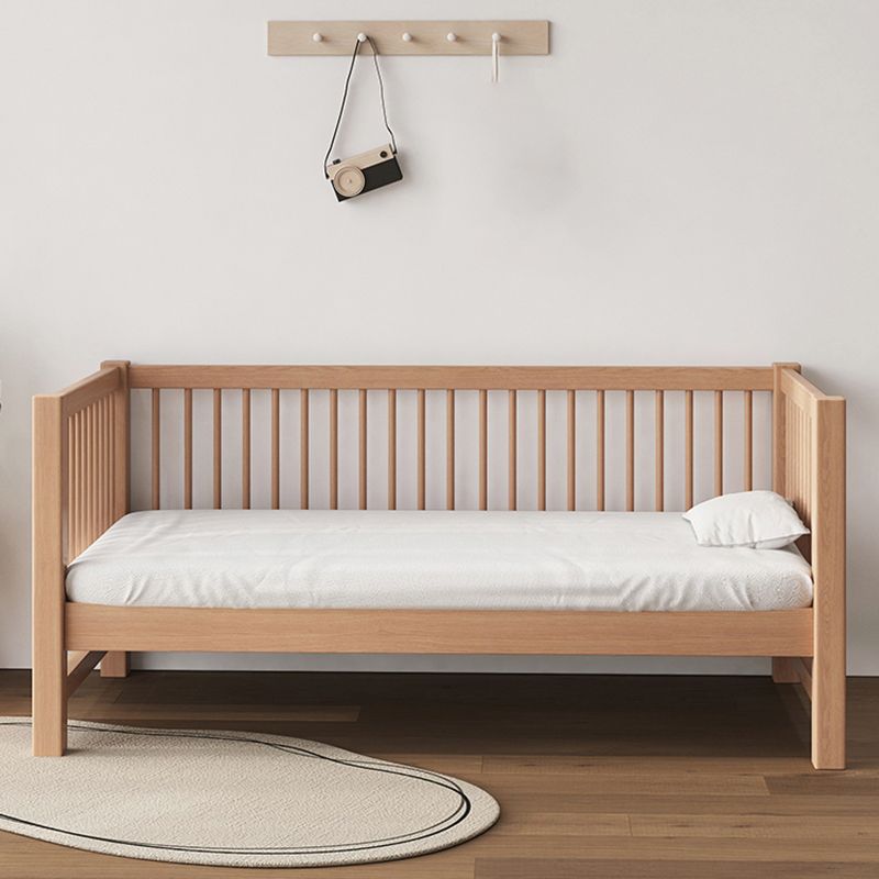 Farmhouse Nursery Bed Solid Wood Baby Crib with Guardrails and Mattress