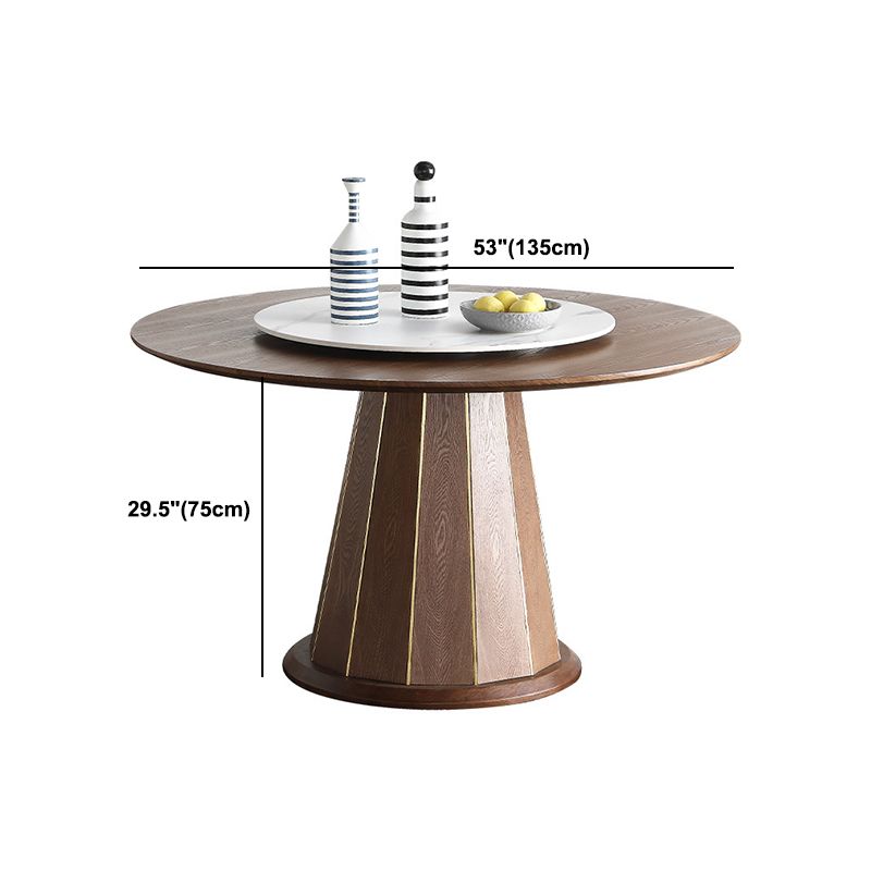 Wood Contemporary Round Dining Table Matte Finish Pedestal Table for Home