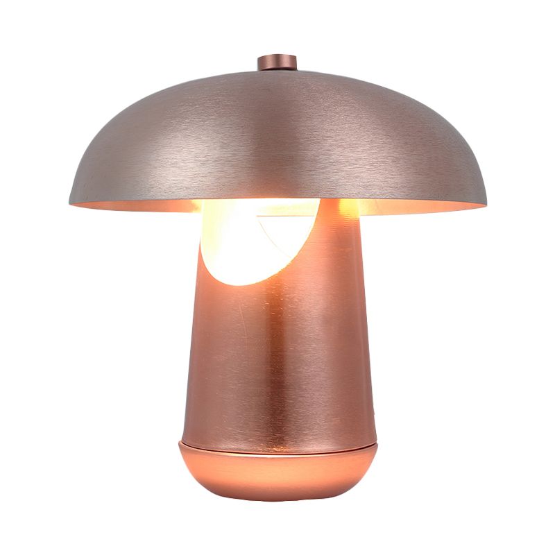 Lámpara de mesa de noche metálica contemporánea de 1 cabezal con iluminación de mesa abovedada de bronce/oro rosa para mesa de comedor