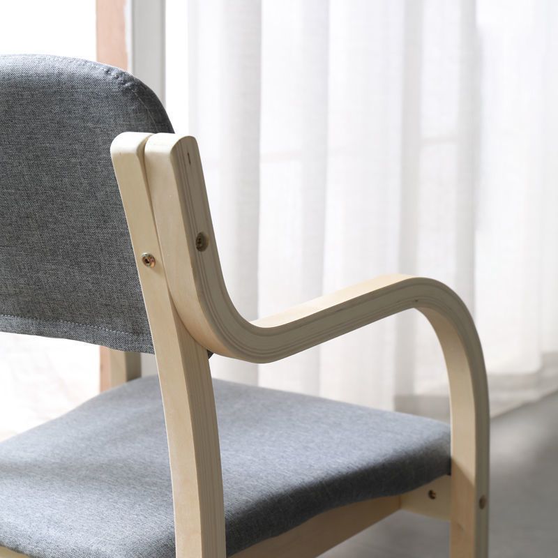 Fabric Arm Chair Solid Wood Open Back Dining Chair in Natural