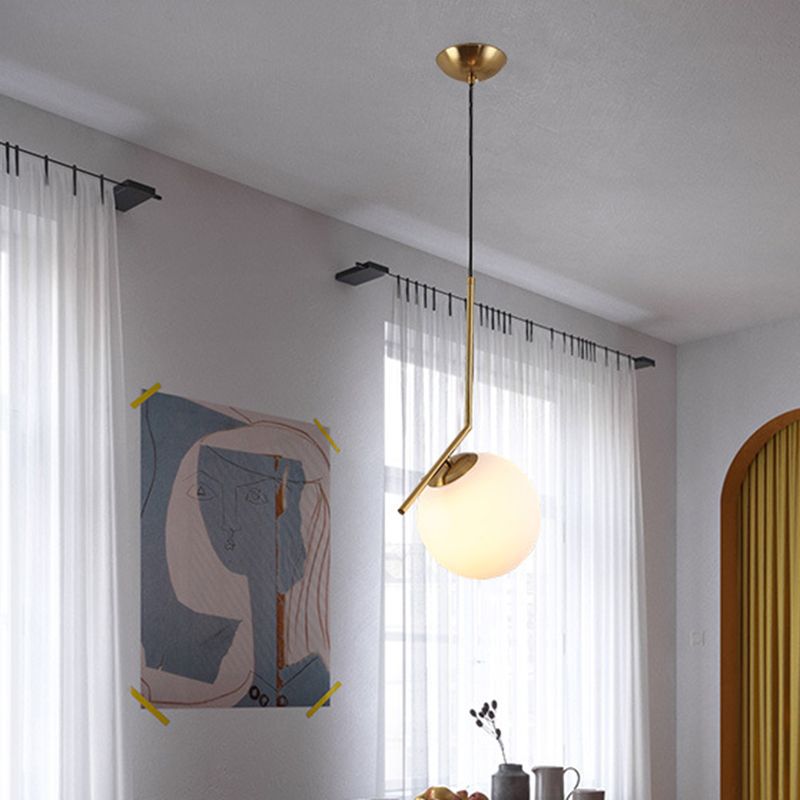 Round Hanging Pendant Lights Modern Simple White Glass Pendant Ceiling Lights for Restaurant