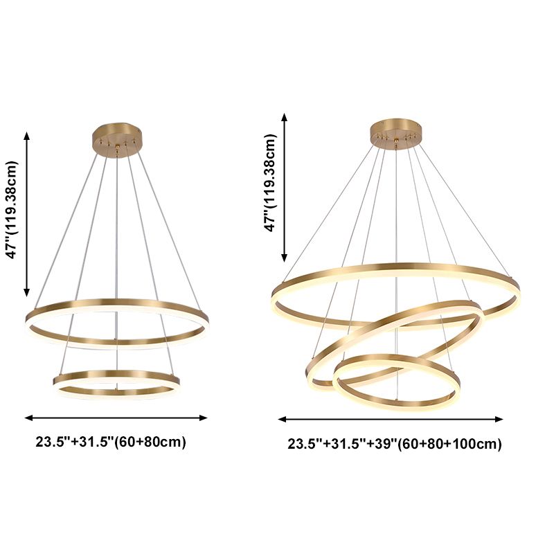 Fissaggi del lampadario a più luci di illuminazione anello moderno lampada appesa con ombra acrilica bianca