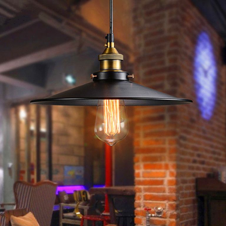 Metal Industrial Pendant Light 1-Light Cone Hanging Ceiling Light for Bar