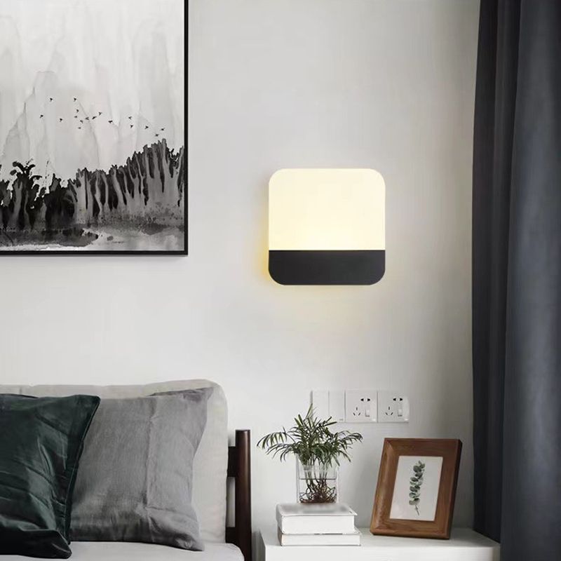 1 Light Geometric Flush Mount Wall Sconce Contemporary Metal Wall Light Sconces