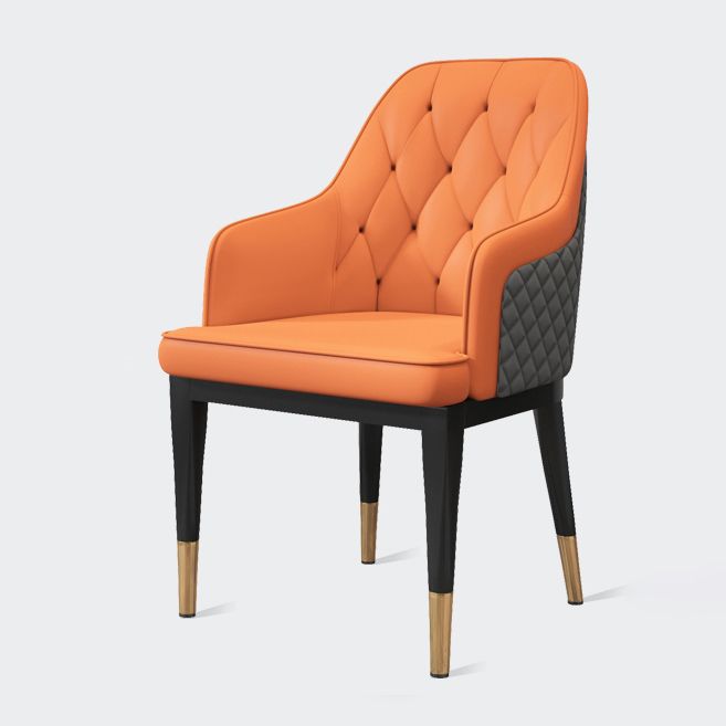Solide achterkant van de achterste stoelen met stoffen met metalen benen gestoffeerde dineren met metalen benen