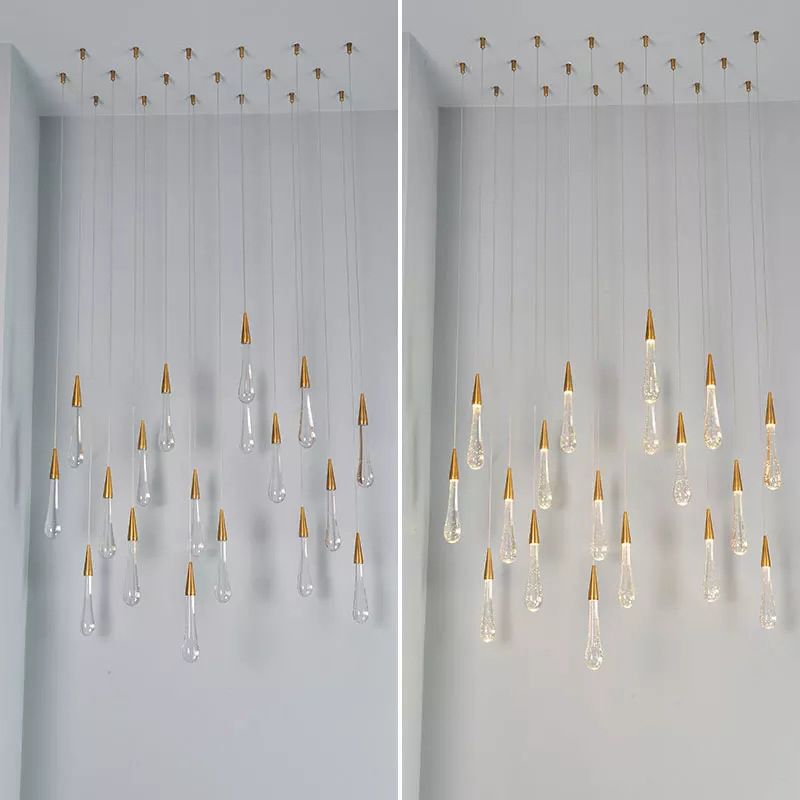 Ultra-moderne Einfachheit Tränen hängen Deckenleuchte Kristall-Aufhängungs-Anhänger Licht für das Restaurant