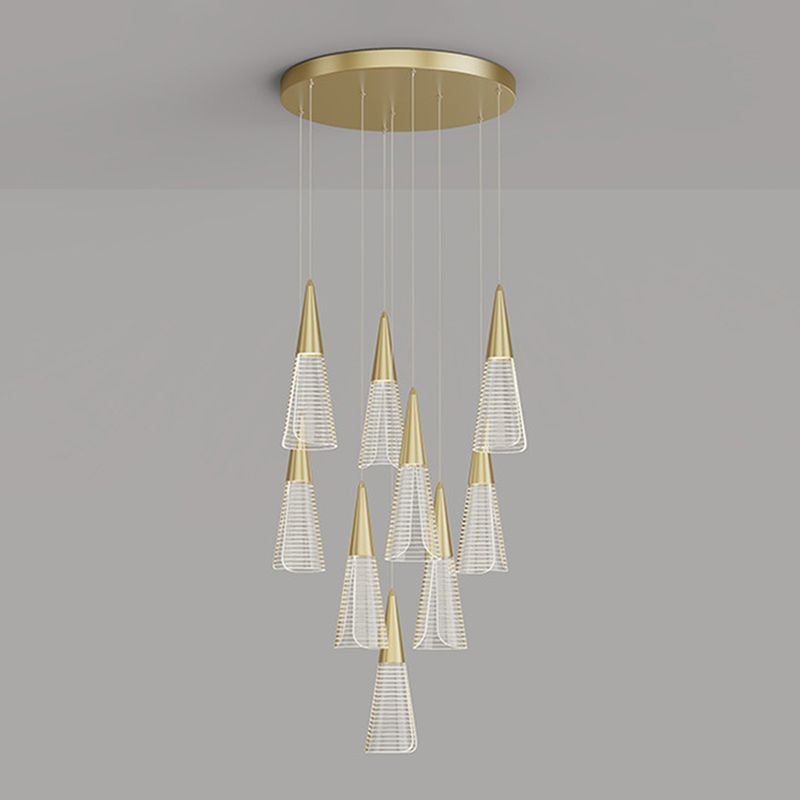 Cone Hanging Light Fixtures Modern Simple Acrylic Ceiling Pendant for Stairwell