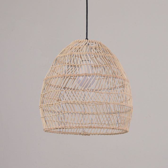 Bamboo Basket Ceiling Pendant Light Asia Style Suspension Pendant Light in Beige