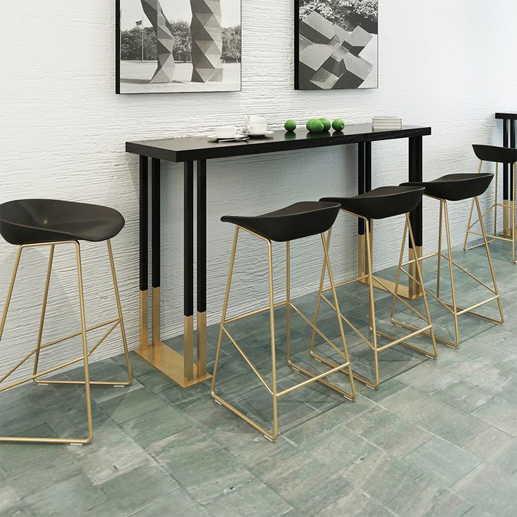 Solid Wood Bar Dining Table Traditional Luxury Bar Table with Sled Base in Gold