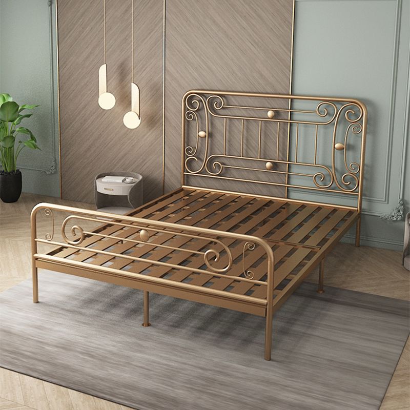 Glam Metallic Open-Frame Bed with with Rectangular Headboard and Footboard