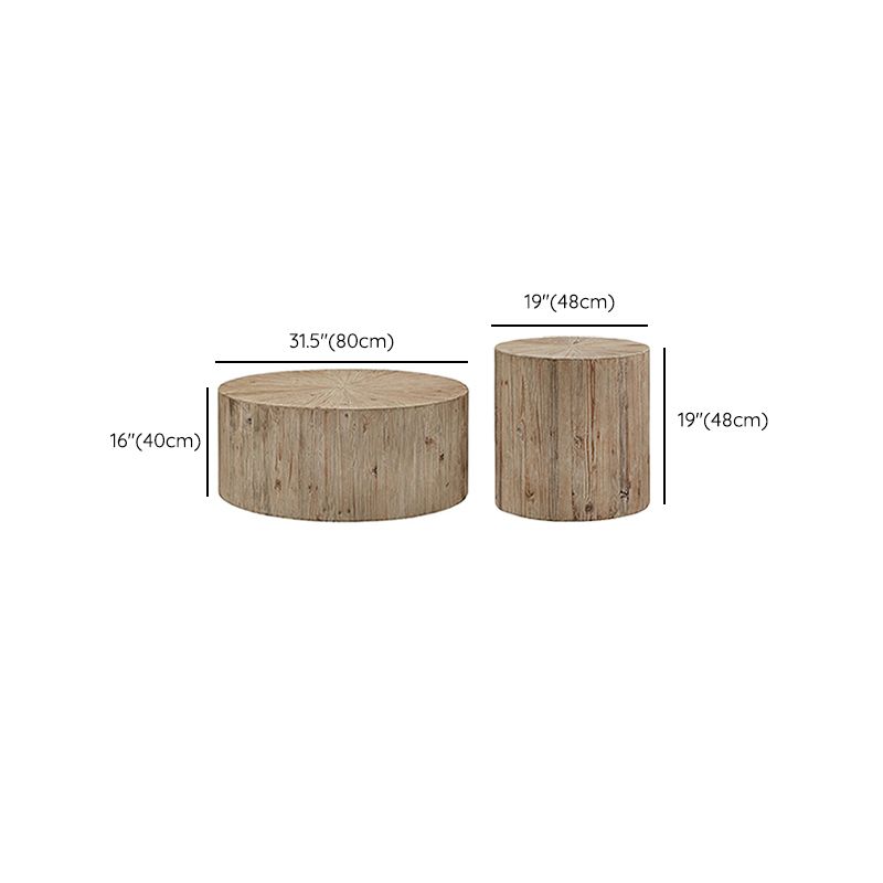 Rustic Corner Table Solid Wood Round Distressed Accent Side Table