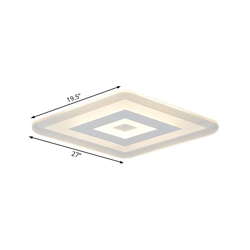 23"/31"/47" Brede Dunne Acryl Flush Mount Licht Eenvoudige LED Witte Plafondlamp in Warm/Wit Licht