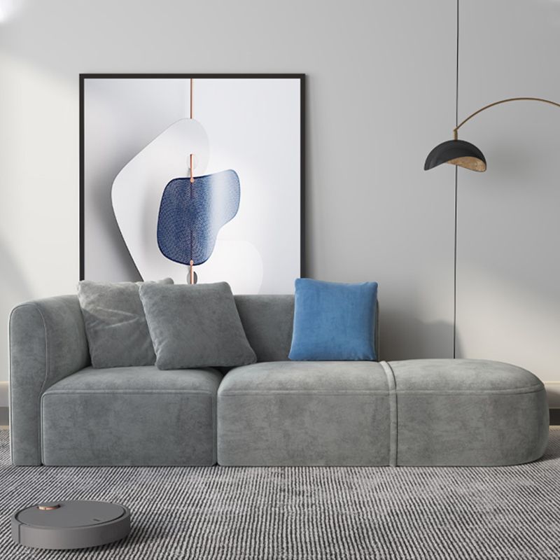 Velvet One Arm Sectional Sofa 27.56"High Tight Back Sofa for Living Room