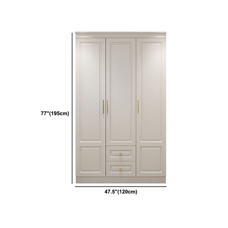 Hinged White Wardrobe Armoire Engineered Wood Wardrobe Closet