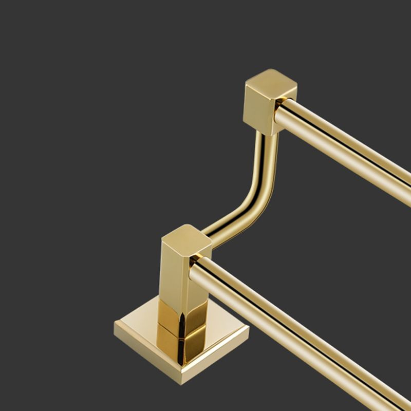 Gold Modern Bathroom Set, Polished Gold, 4 Piece, Towel Bar, Paper Holder