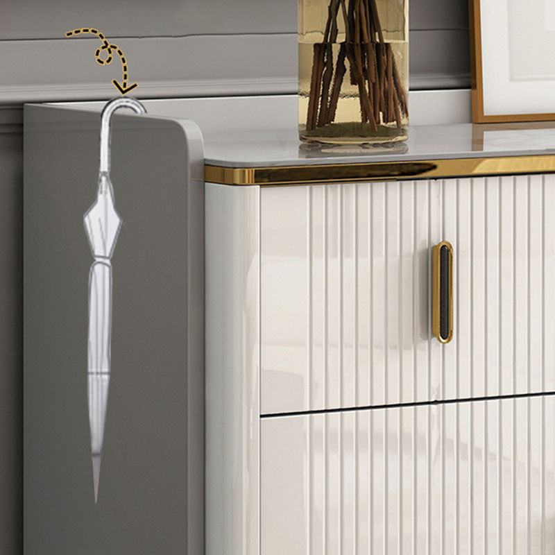 Glam Stone Storage Chest Bedroom Chest in White with Drawers