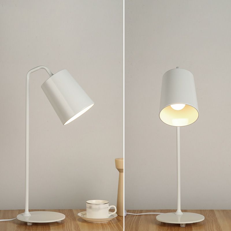 Cylindrical Bedside Reading Book Lamp Metal 1 Head Macaron Style Table Light