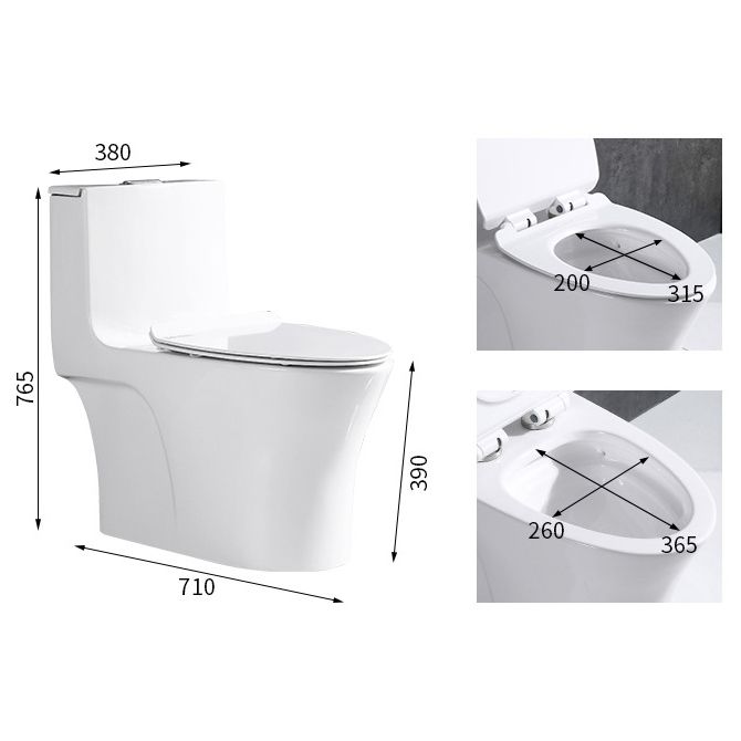 Traditional One Piece Toilet Floor Mounted White Toilet Bowl with Seat for Washroom