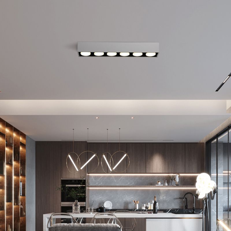 Plafonnier LED de forme rectangulaire, Style Simple et moderne en aluminium, 6 lumières encastrées pour le salon