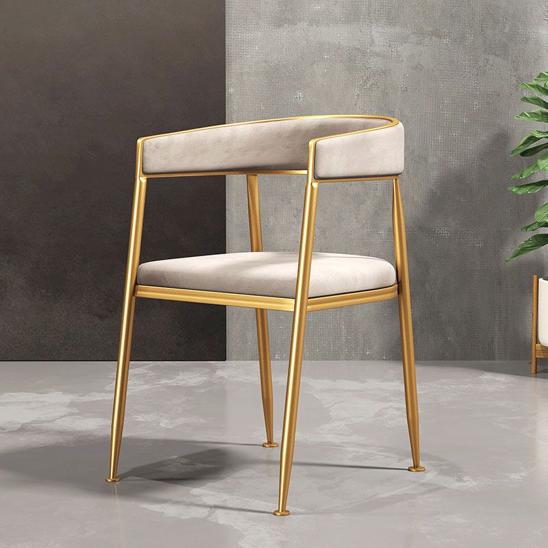 Glam Gold Metal Arm Chair Open Back Dining Side Chair with Upholstered