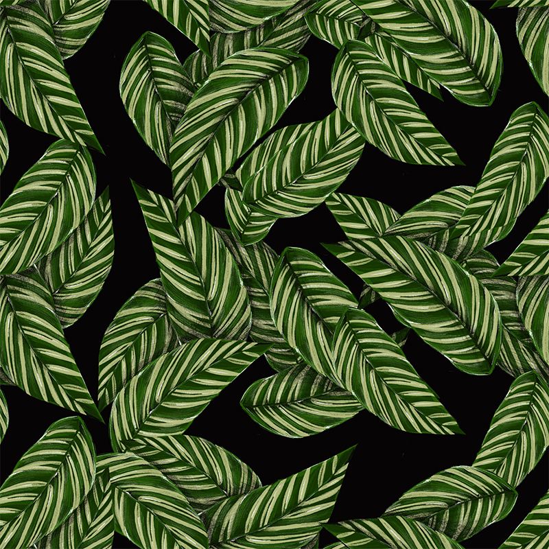 Leaves Pattern Mural for Bathroom Botanical Wall Art Illustration Moisture Resistant