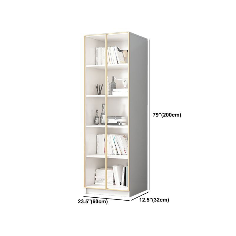Modern Engineered Wood Bookshelf Standard Closed Back Vertical Bookcase with Doors