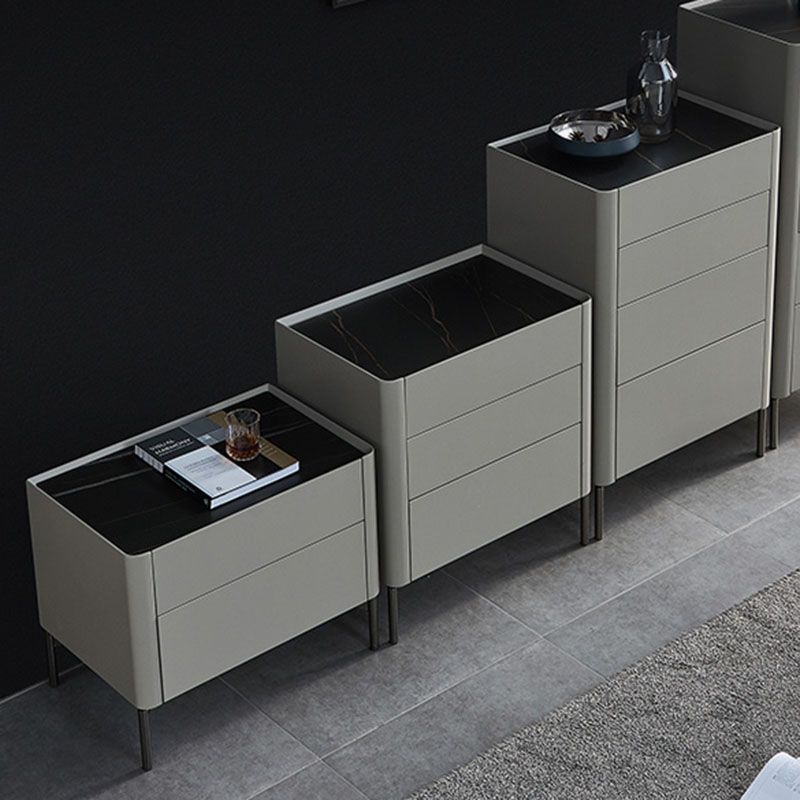 Contemporary Stone Storage Chest Vertical Bedroom Chest with Drawers