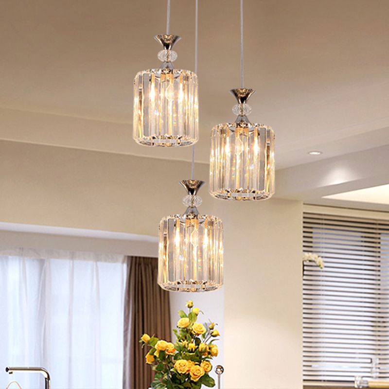 PRISM CRIDILI CHIRALI CILINDRI CILINDRI MULTI PENDENT MIMENALE TEE FINITURE CROME Finitura del soffitto