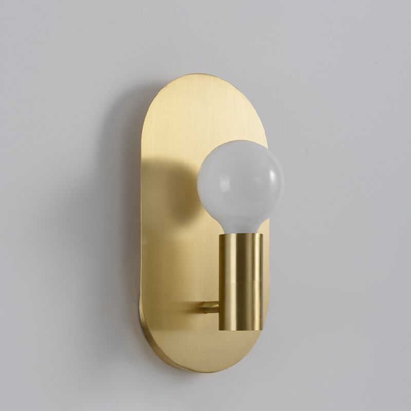 Oval Shaped Metallic Wall Light Fixture Postmodern Style 1-Light Brass Wall Mounted Lamp