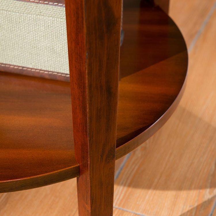 Wood Round Top Side Table 24" Tall 4 Legs End Table with Storage