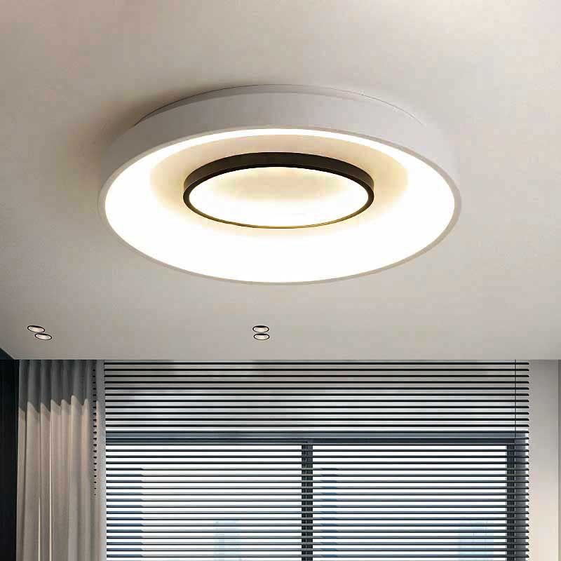 16"/19.5" Dia Nordic LED Flush Mount Lamp Acrylic Shaded White Round Bedroom Ceiling Light, Warm/White Light