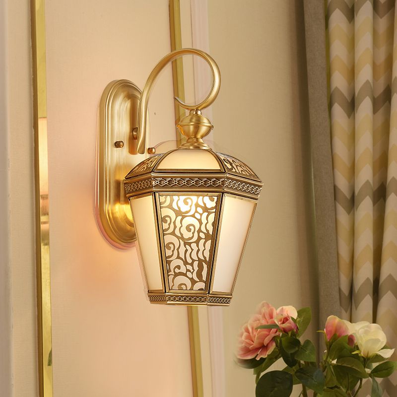Metal Brass Wall Sconce Lighting Birdcage 1-Light Traditional Wall Light Fixture for Foyer, 6"/7.5" Wide