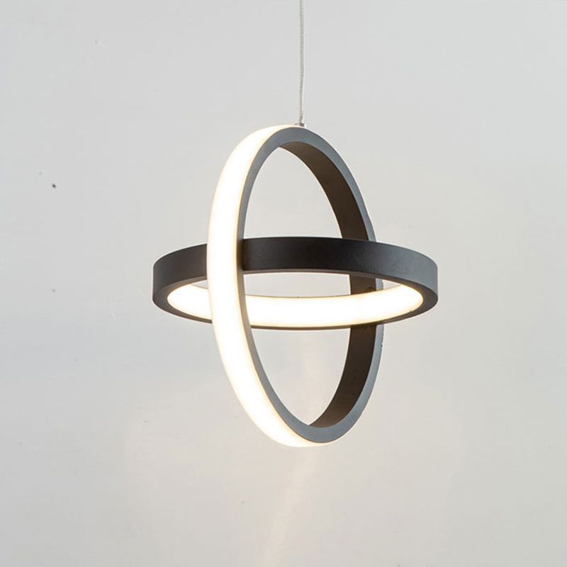 Black Geometrical Hanging Light Fixture Simple LED Metal Hanging Pendant Light for Bedroom