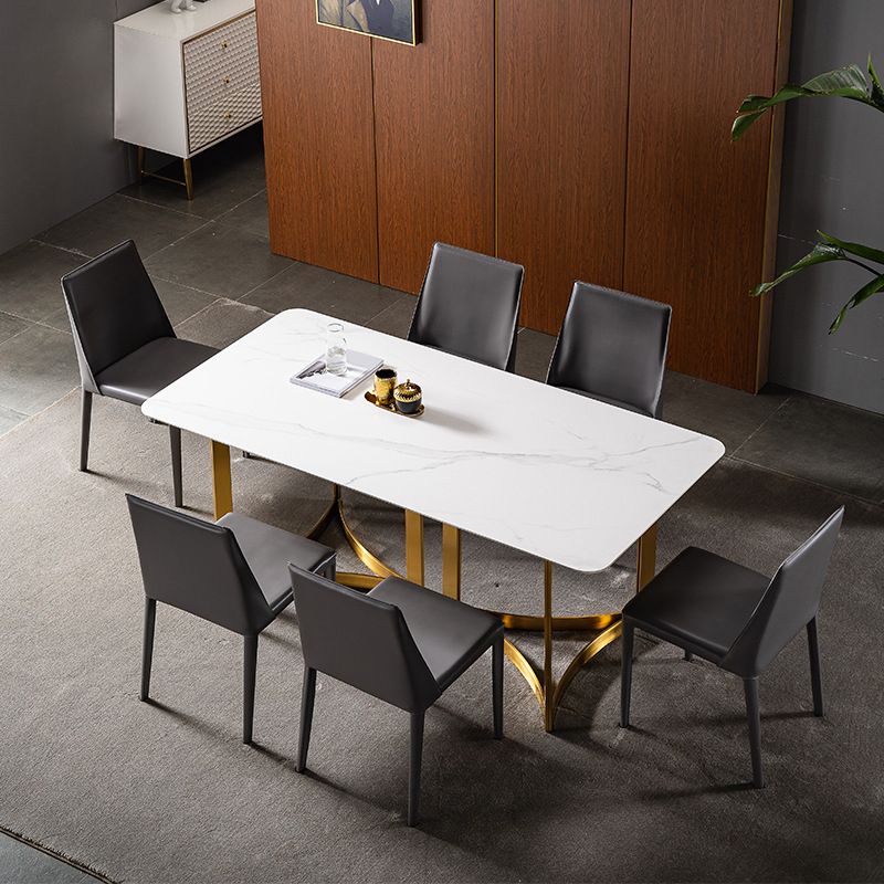 Glam White Sintered Stone Dining Table Set 1/4/5/7 Pieces Dining Set for Home Use