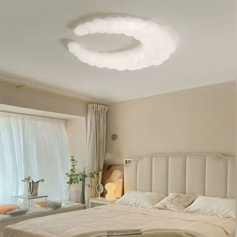 Crescent LED Flush Mount Acrylic Contemporary Ceiling Flush in Ivory White