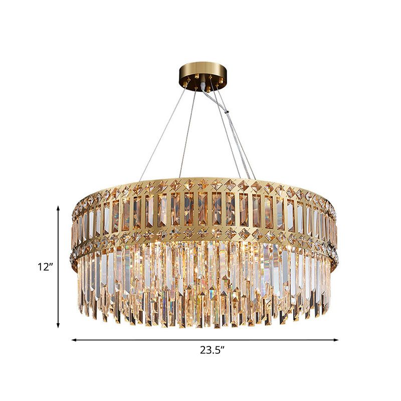 Oro 10 luci lampada sospesa modernista chiara Crystal Round Sospension Light per camera da letto