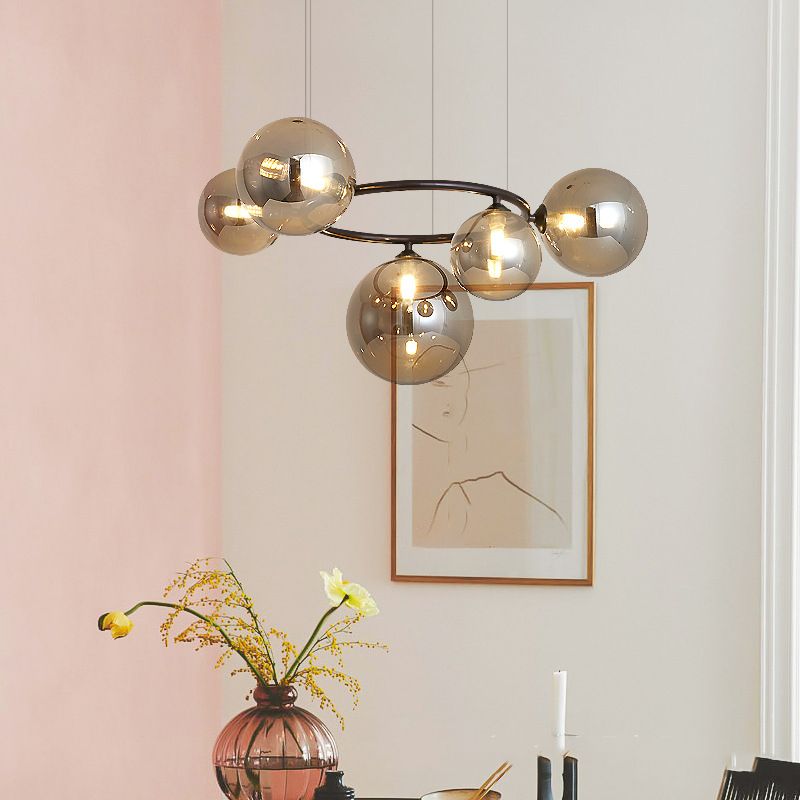 Blown Glass Globe Chandelier Modern Stylish Dining Room Hanging Light