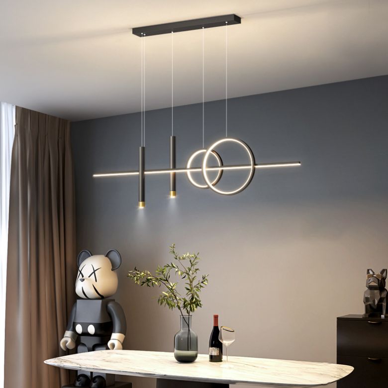 Blue New Modern LED Island Lighting Linear Clear Glass Chandelier Light Fixture for Dining Room