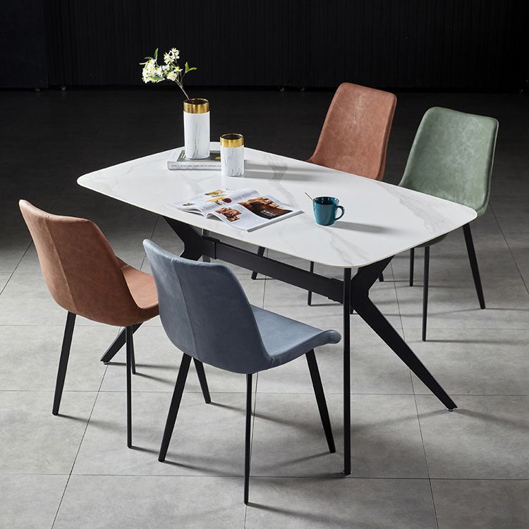 Silla lateral de comedor con respaldo sólido de diseño industrial, brazo de cuero, silla lateral de comedor