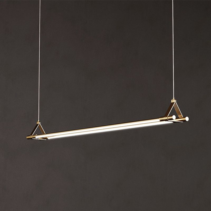 LED Linear Kitchen Island Lighting in Gold Contemporary Solid Brass Ceiling Pendant