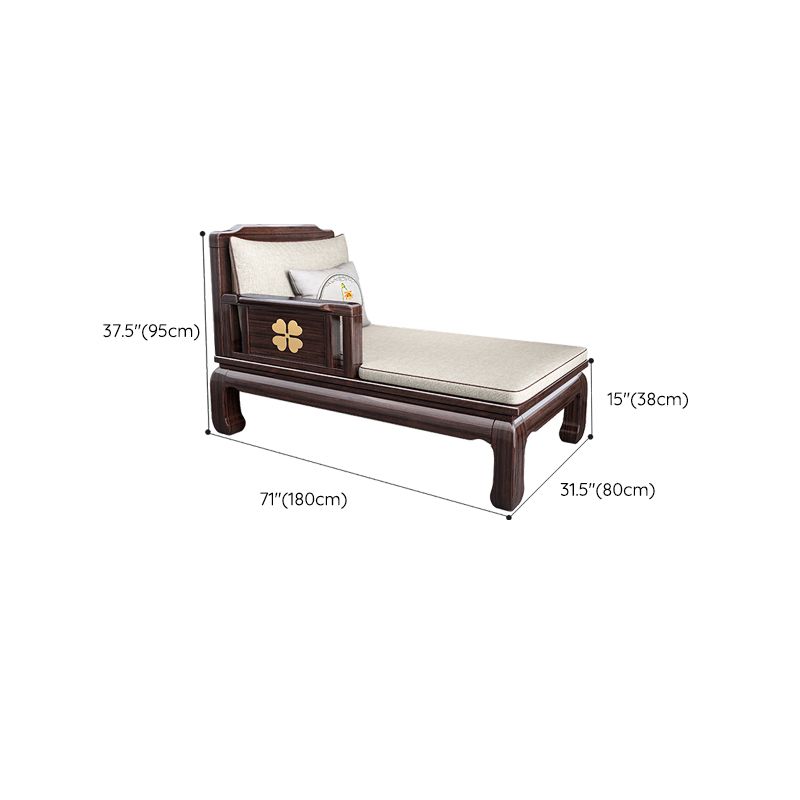 Traditional with Arms Wooden Chaise with Pillow Round Arms for Bedroom Living Room