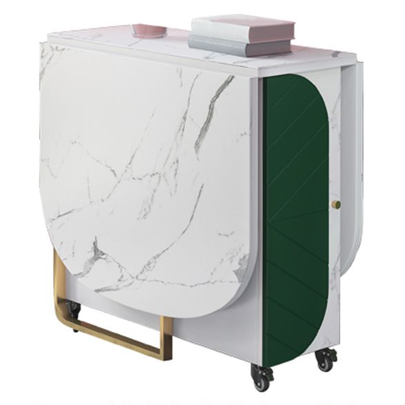 Mesa de comedor de piedra sinterizada de 59 '' de ancho Mesa Oval plegable moderna con base de caballete