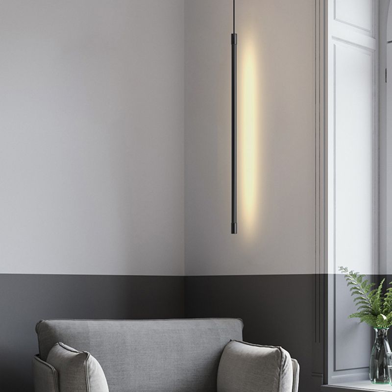 Minimalistische moderne lineare hängende Lampe Metall 1 Licht Anhänger Licht für Wohnzimmer am Nacht